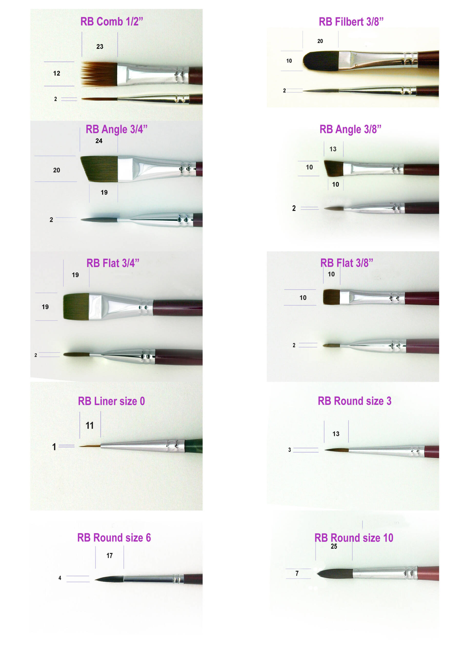 Rachel Byass own Set of 10 Mixed High Quality Perspex Balanced Brushes - Image 3