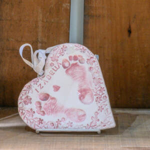 personalised small baby print heart shaped