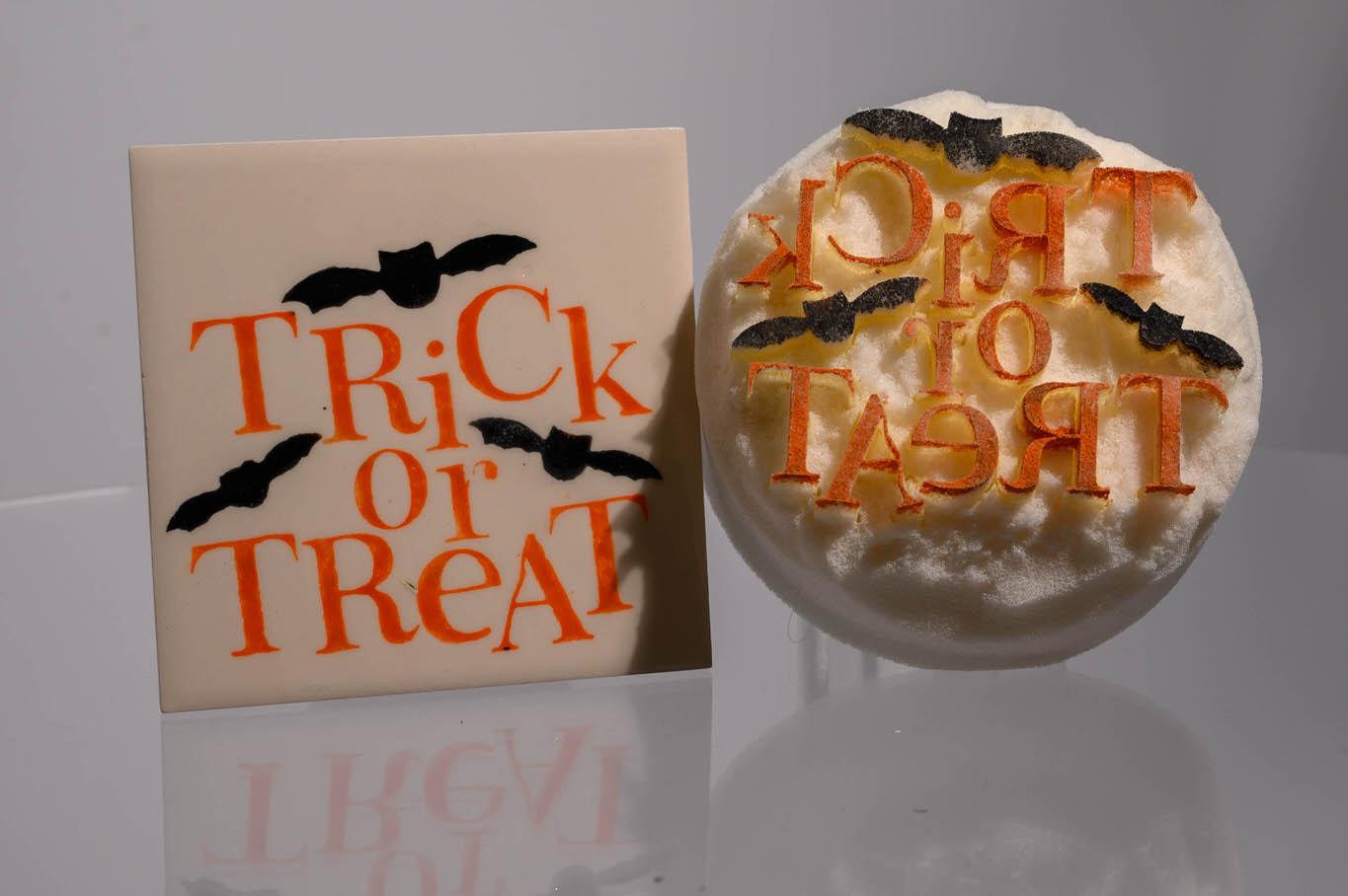 Large Trick or Treat with bats (code 31) - Sponge Its laser cut sponge designed by Rachel Byass