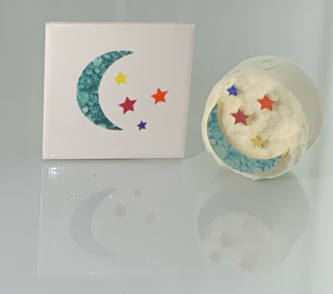 Medium Crescent Moon with Stars (Code 101) - Sponge Its Laser Cut High Density sponge designed by Rachel Byass