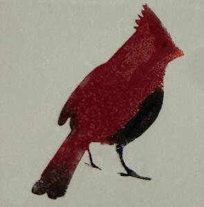Large cardinal facing left - Sponge Its Laser cut sponge designed by Rachel Byass