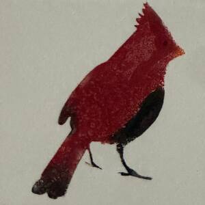 Large cardinal facing left - Sponge Its Laser cut sponge designed by Rachel Byass