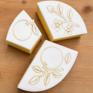 Large sponge 2 Oranges, flowers and leaves - Sponge Its Laser cut sponges designed by Rachel Byass